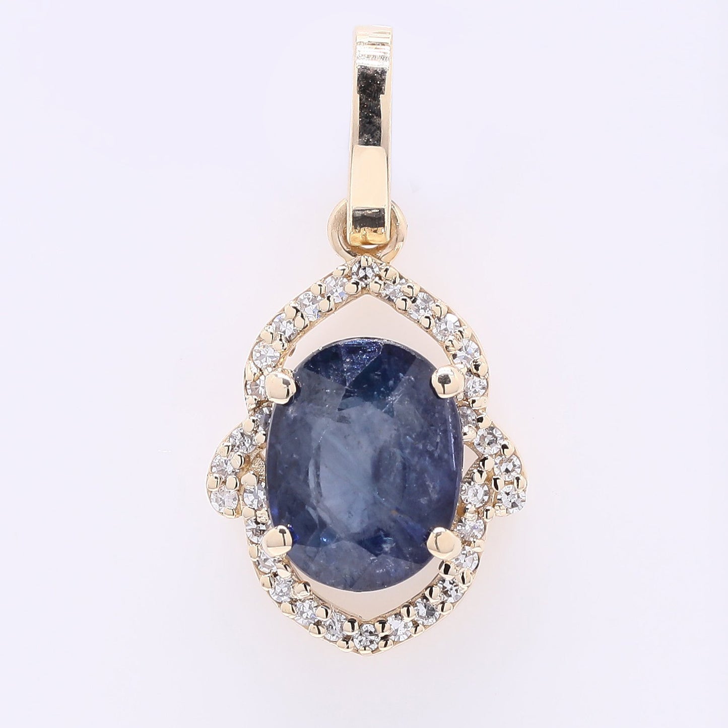 1.83 Ct Oval Mixed Cut Natural Sapphire 14K Gold Pendant