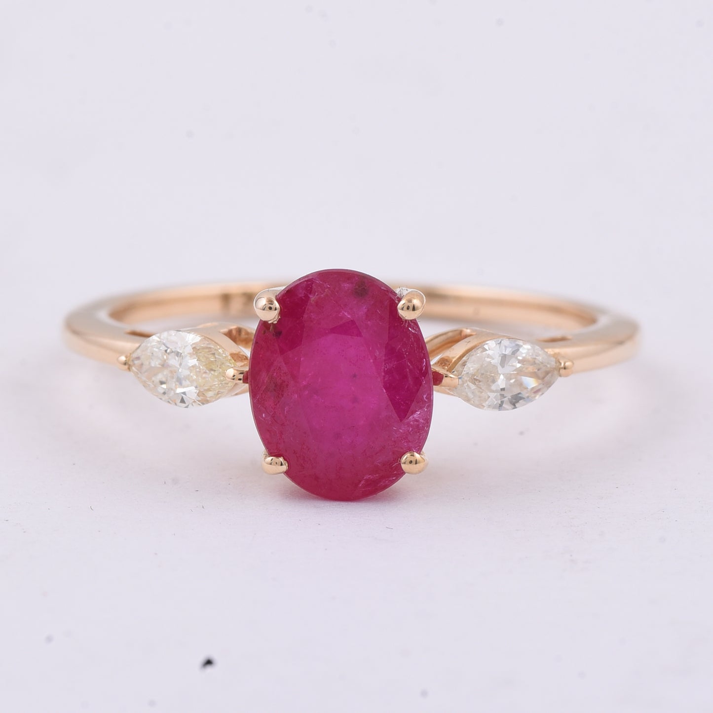 1.99 Ct Oval Natural Ruby 14K Gold Ring