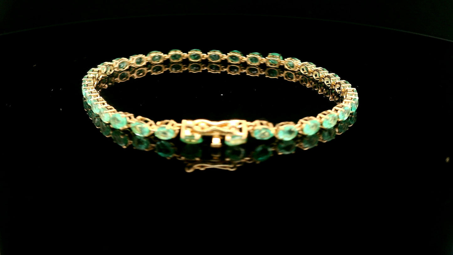 5.35 Ct Oval Emerald 14K Gold Bracelet