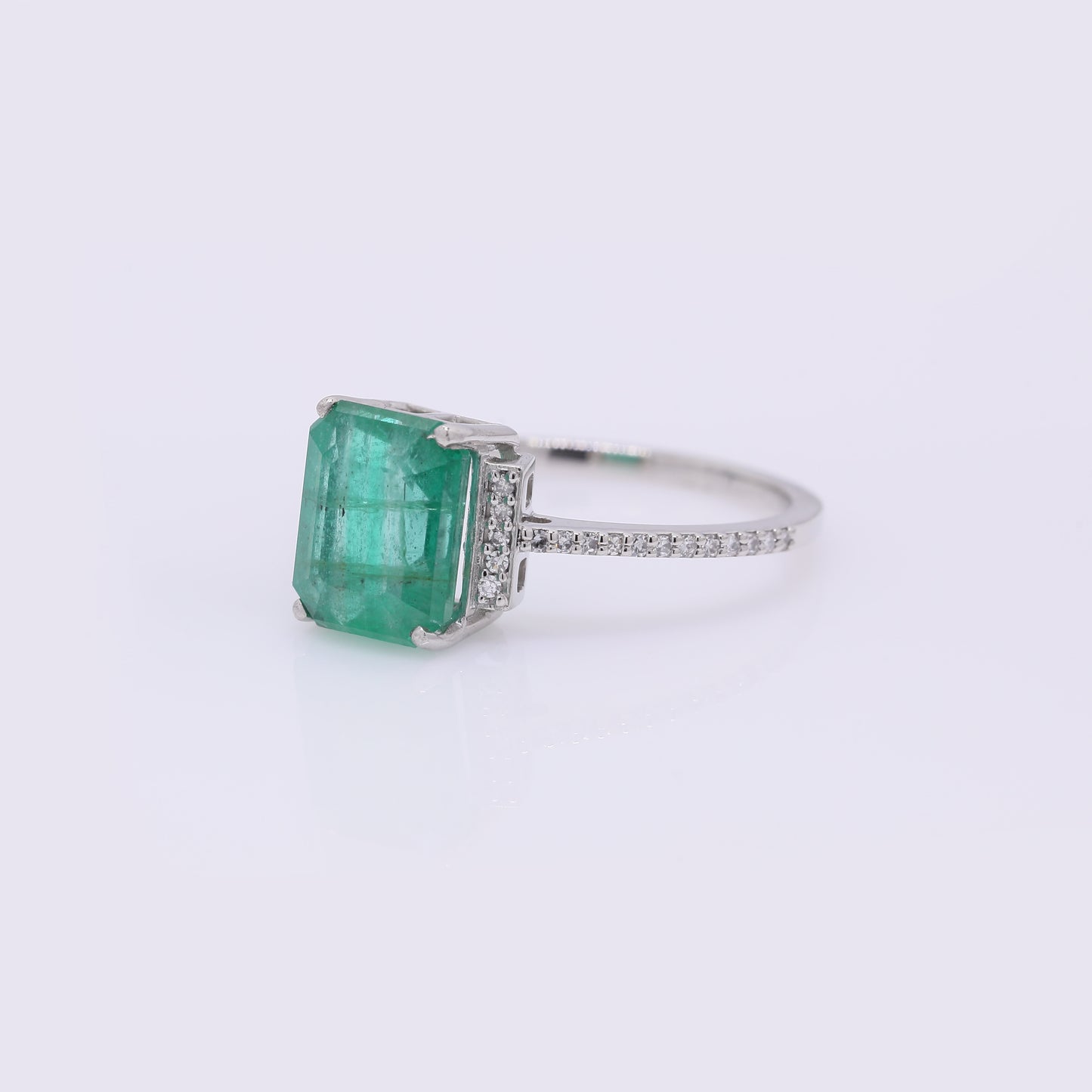 2.38 Ct Octagon Step Cut Natural Emerald 950 Platinum Ring