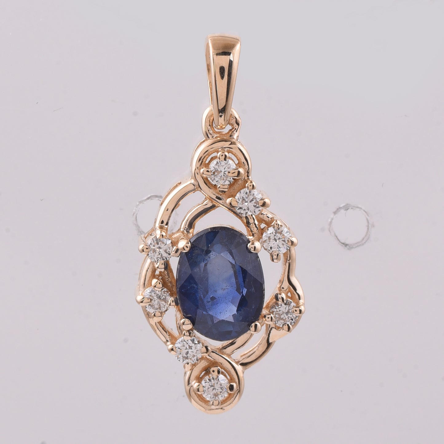 1.38 Ct Oval Natural Sapphire 14K Gold Pendant