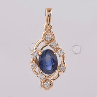 1.38 Ct Oval Natural Sapphire 14K Gold Pendant