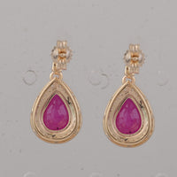 2.57 Ct Pear Ruby 9K Gold Earrings