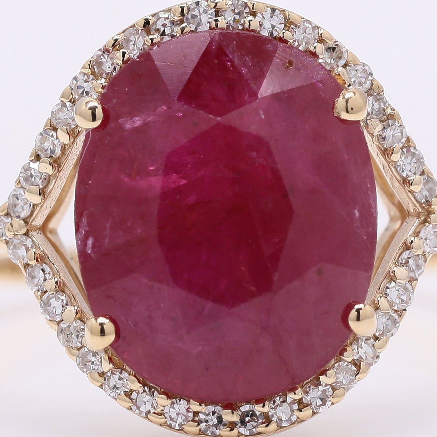4.04 Ct Oval Mixed Cut Natural Ruby 14K Gold Ring