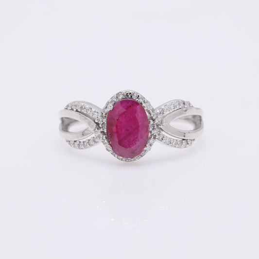 1.05 Ct Oval Mixed Cut Natural Ruby 950 Platinum Ring