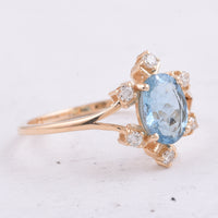 1.18 Ct Oval Natural Aquamarine 14K Gold Ring