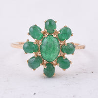 1.92 Ct Oval Cabochon Cut Natural Emerald 14K Gold Ring