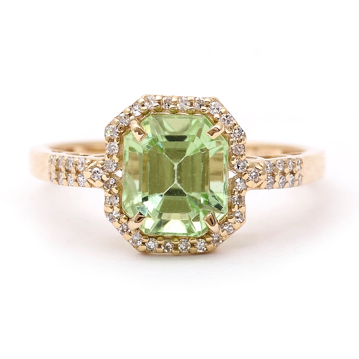 2.41 Ct Octagon Natural Eridot 14K Gold Ring