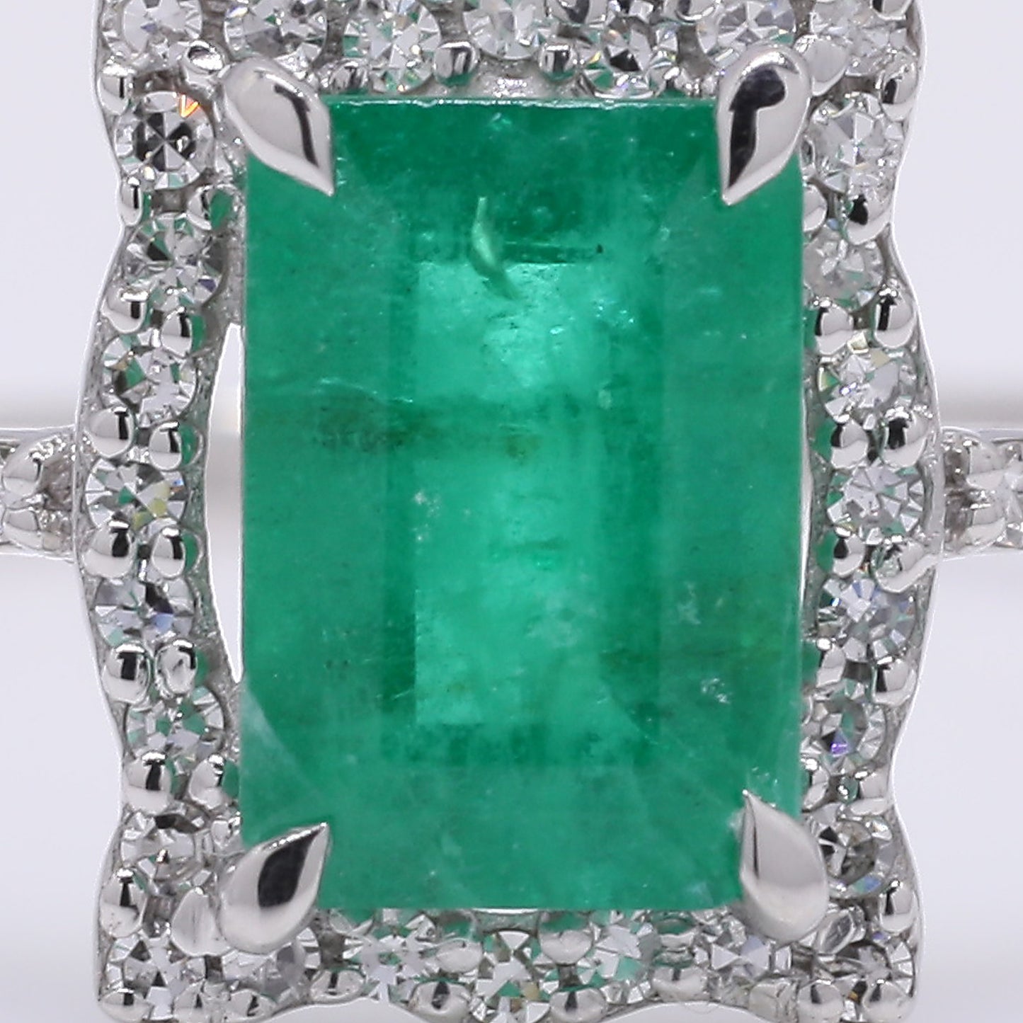 1.15 Ct Octagon Step Cut Natural Emerald 950 Platinum Ring