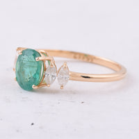 1.15 Ct Oval Natural Emerald 14K Gold Ring