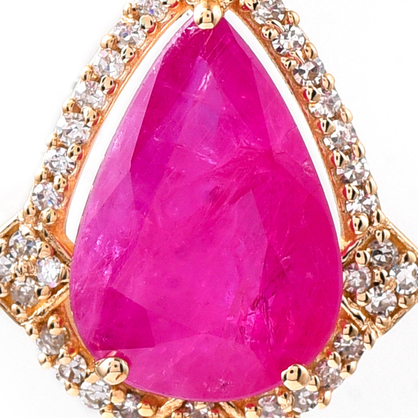 2.70 Ct Pear Mixed Cut Natural Ruby 14K Gold Pendant