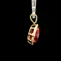 4.89 Ct Oval Mixed Cut Lab Grown Ruby 14K Gold Pendant