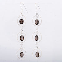 14.65 Ct Smoky Quartz 925 Sterling Silver Earrings