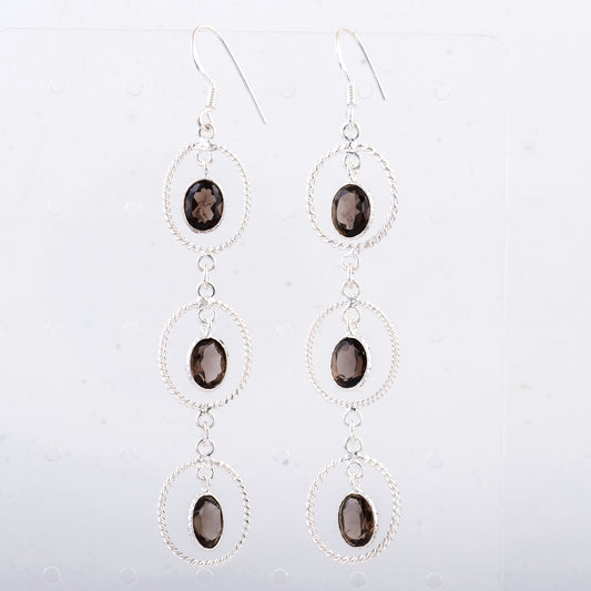 14.65 Ct Smoky Quartz 925 Sterling Silver Earrings