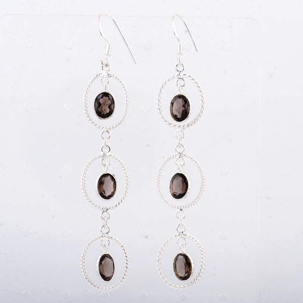 14.65 Ct Smoky Quartz 925 Sterling Silver Earrings