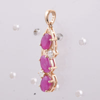 2.35 Ct Oval Natural Ruby 14K Gold Pendant