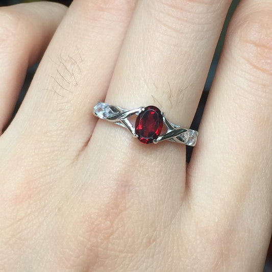 Garnet 925 Sterling Silver Ring