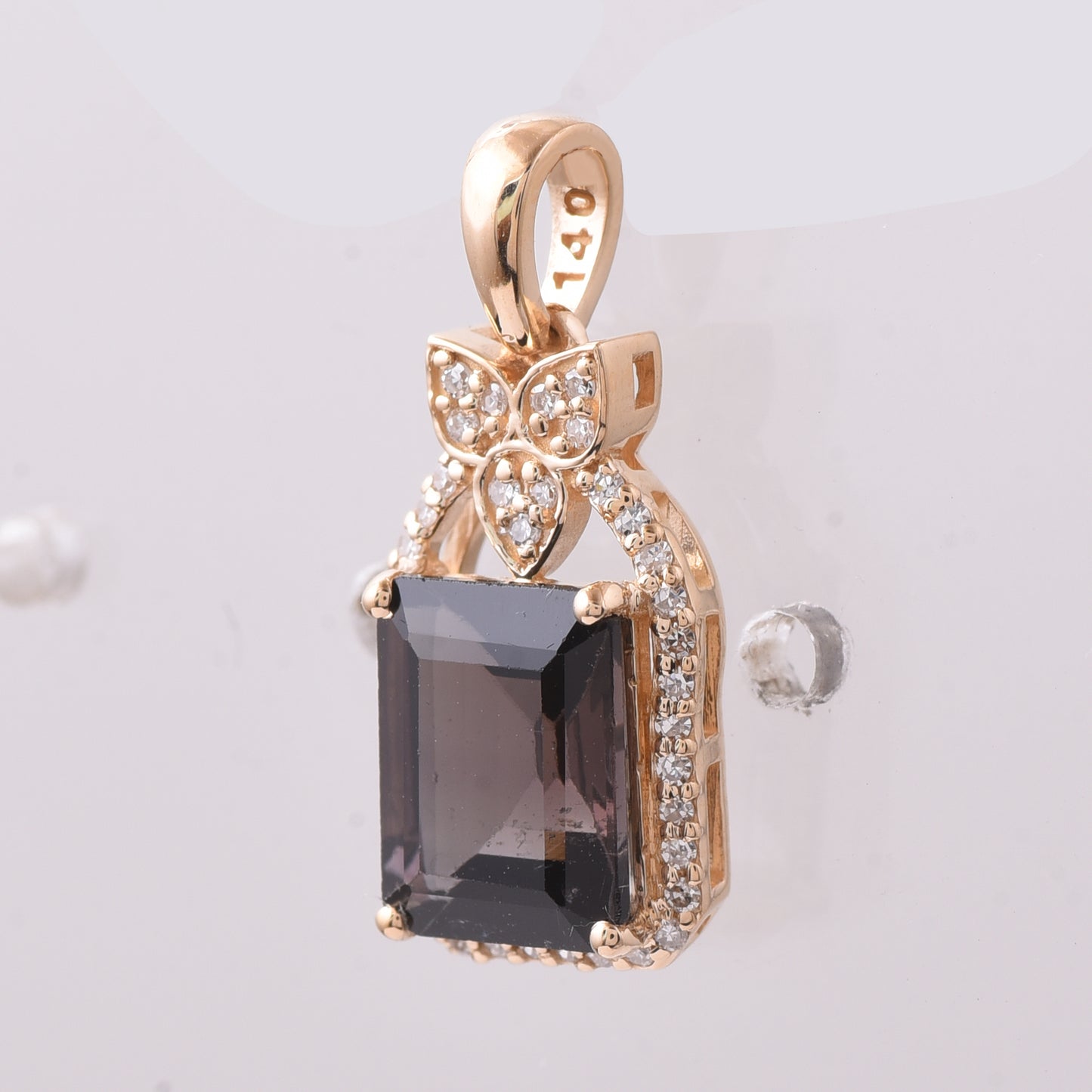 2.44 Ct Octagon Step Cut Natural Tourmaline 14K Gold Pendant