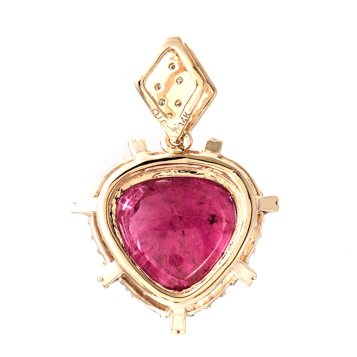 3.21 Ct Pear Cabochon Natural Tourmaline 14K Gold Pendant