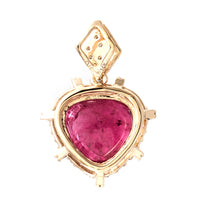 3.21 Ct Pear Cabochon Natural Tourmaline 14K Gold Pendant