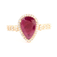1.70 Ct Pear Mixed Cut Natural Corundum Ruby 14K Gold Ring