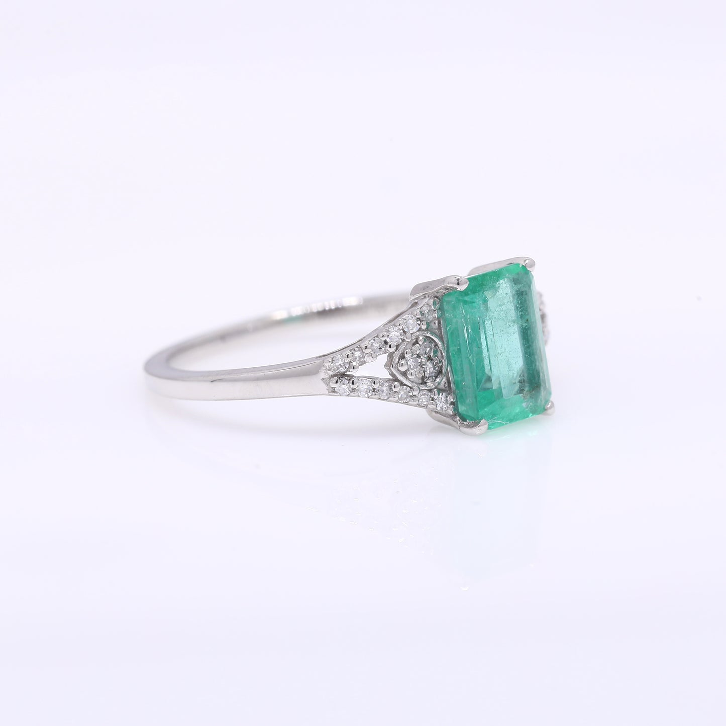 1.38 Ct Octagon Step Cut Natural Emerald 950 Platinum Ring