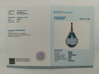 2.41 Ct Pear Mixed Cut Natural Aquamarine 14K Gold Pendant