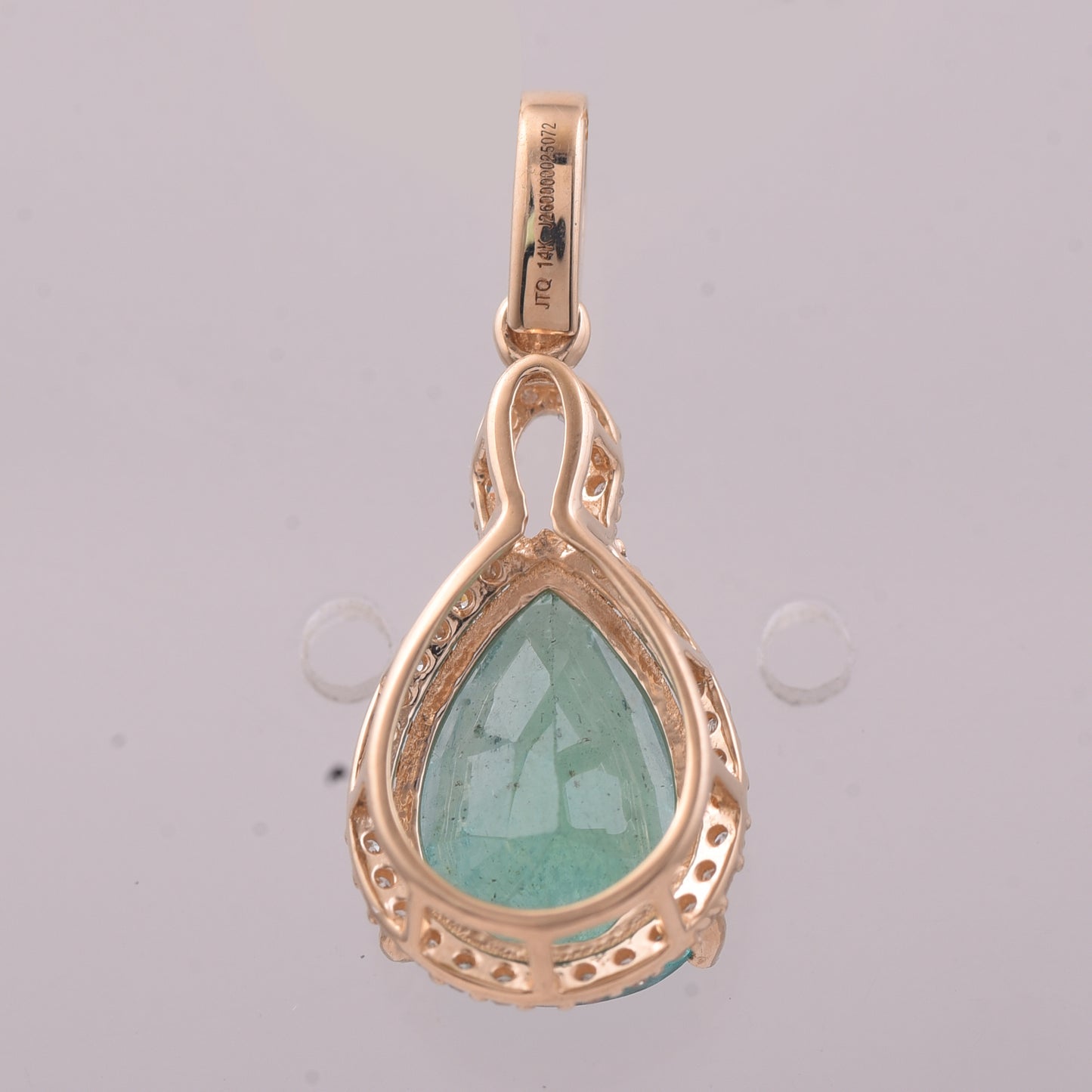 3.20 Ct Pear Mixed Cut Natural Emerald 14K Gold Pendant