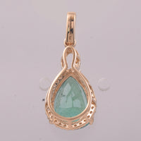 3.20 Ct Pear Mixed Cut Natural Emerald 14K Gold Pendant