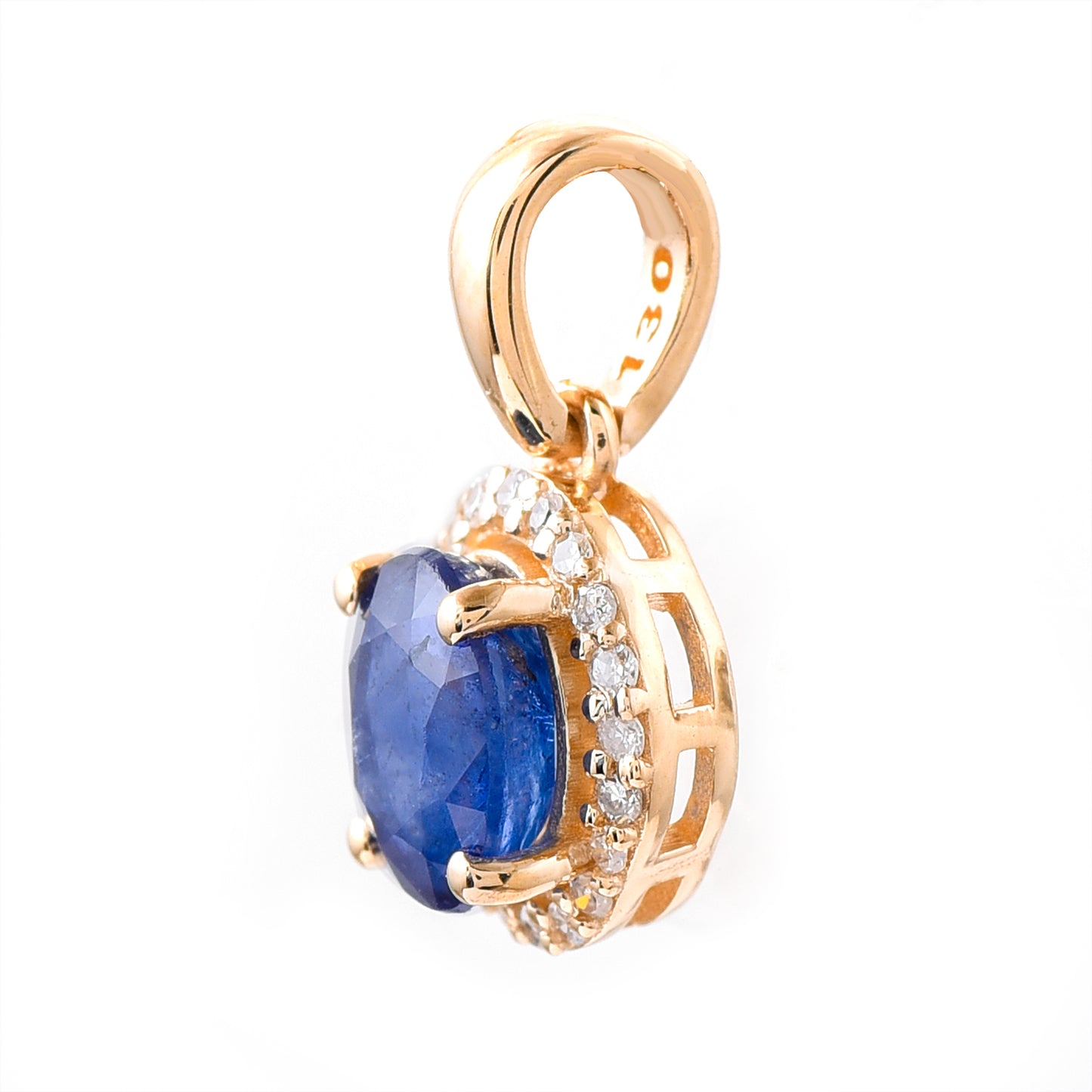 1.08 Ct Oval Mixed Cut Natural Sapphire 14K Gold Pendant
