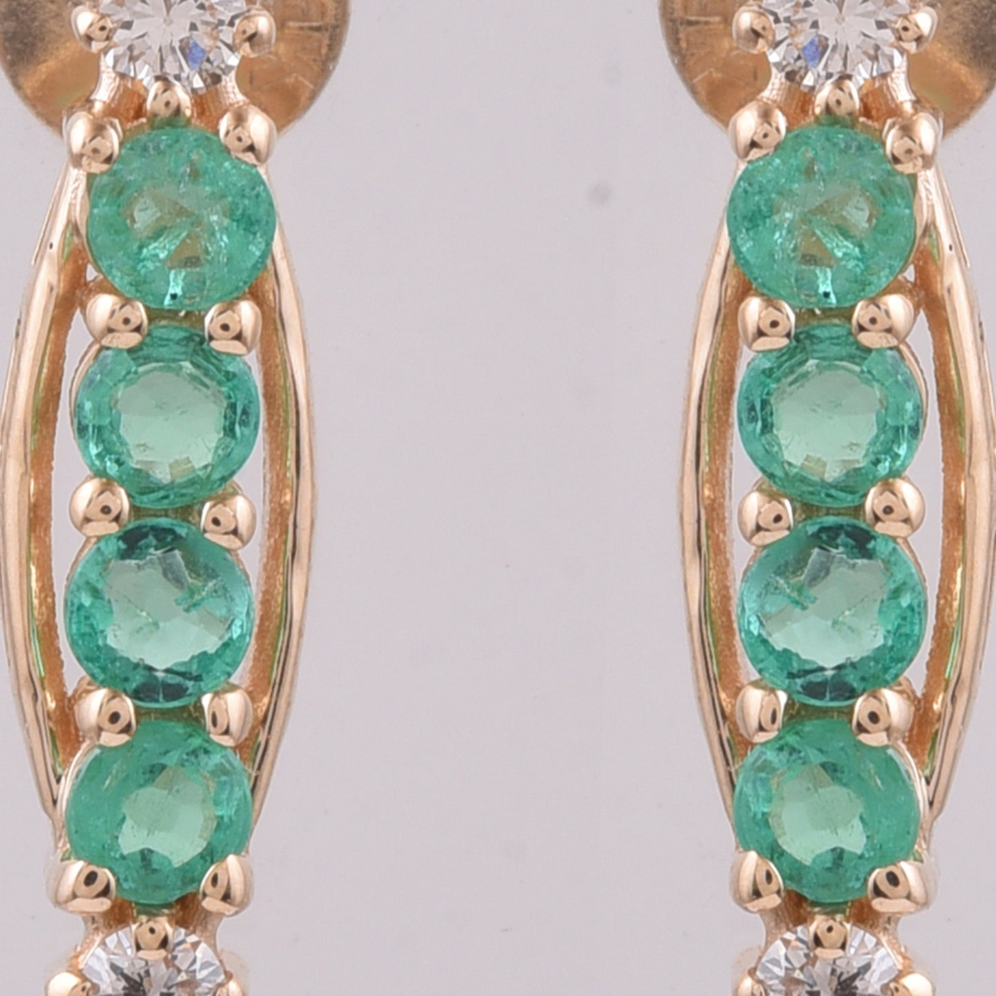 0.51 Ct Round Natural Emerald 14K Gold Earrings