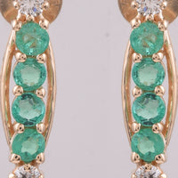 0.51 Ct Round Natural Emerald 14K Gold Earrings