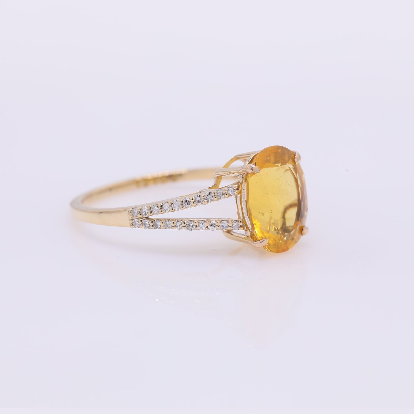 1.93 Ct Oval Mixed Cut Natural Fire Opal 14K Gold Ring