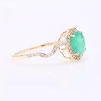 1.58 Ct Round Mixed Cut Natural Emerald 14K Gold Ring