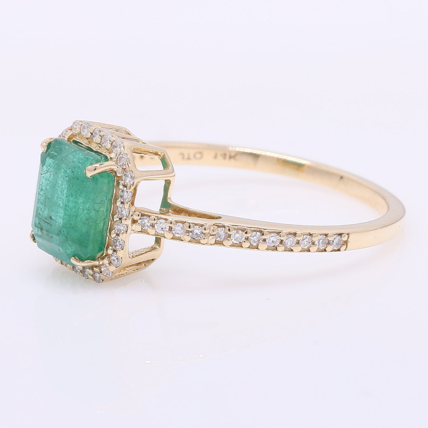 1.83 Ct Octagon Step Cut Natural Emerald 14K Gold Ring