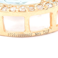2.45 Ct Oval Mixed Cut Natural Aquamarine 14K Gold Pendant