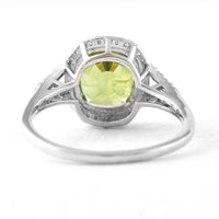 3.58 Ct Cushion Mixed Cut Natural Green Sapphire 950 Platinum Ring