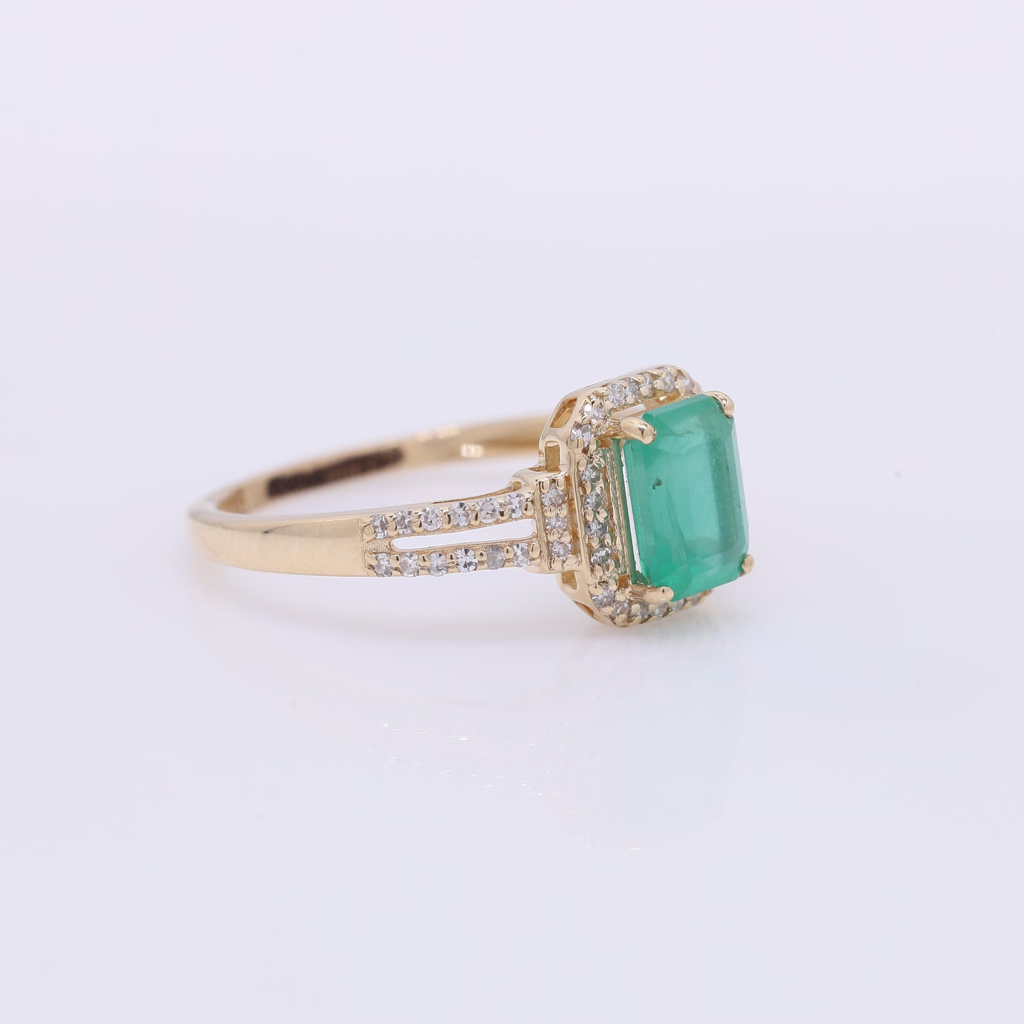 1.18 Ct Octagon Step Cut Natural Emerald 14K Gold Ring