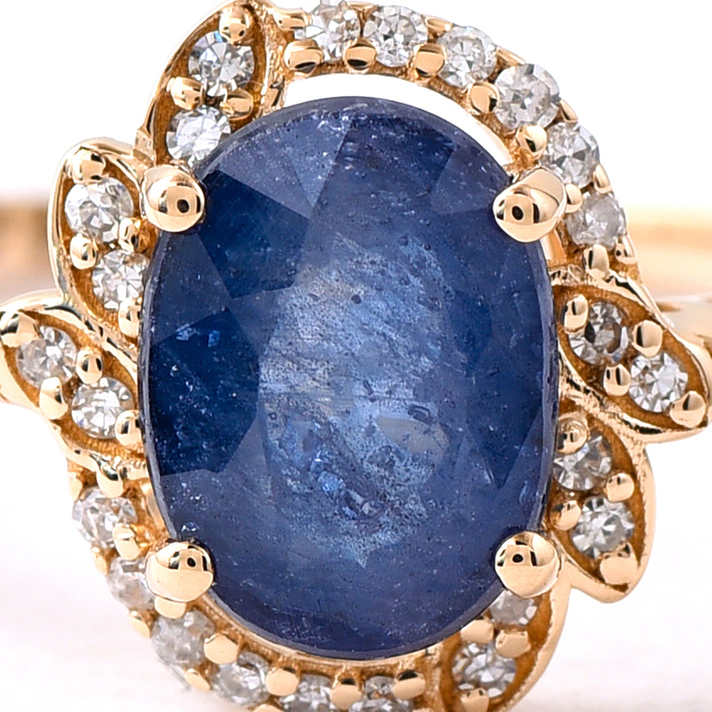 1.67 Ct Oval Mixed Cut Natural Sapphire 14K Gold Ring