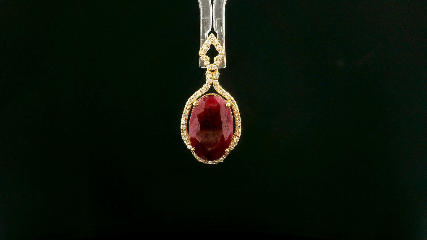 4.62 Ct Oval Ruby 14K Gold Pendant