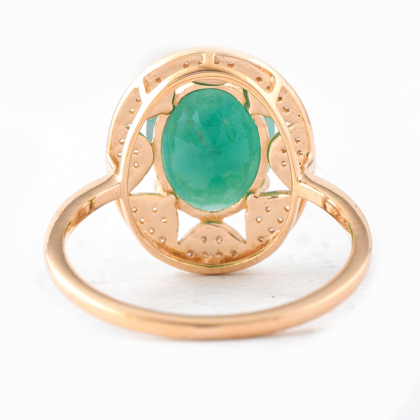 2.91 Ct Oval Mixed Cut Natural Emerald 14K Gold Ring