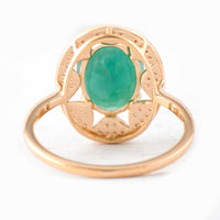 2.91 Ct Oval Mixed Cut Natural Emerald 14K Gold Ring