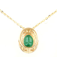 1.37 Ct Oval Emerald 14K Gold Pendant