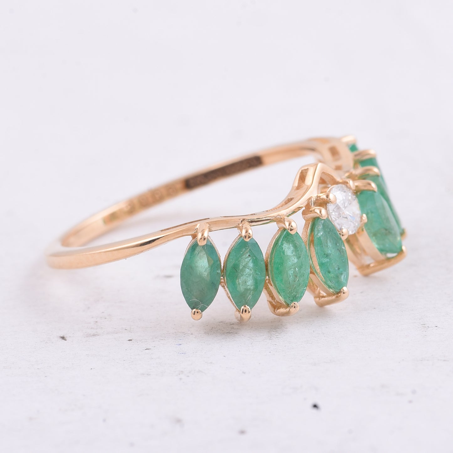 1.15 Ct Marquise Natural Emerald 14K Gold Ring