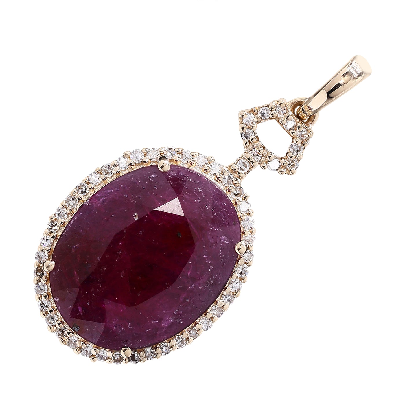 3.76 Ct Oval Mixed Cut Natural Corundum Ruby 14K Gold Pendant