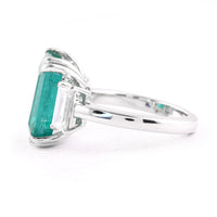 8.78 Ct Octagon Step Cut Natural Beryl Emerald 950 Platinum Ring