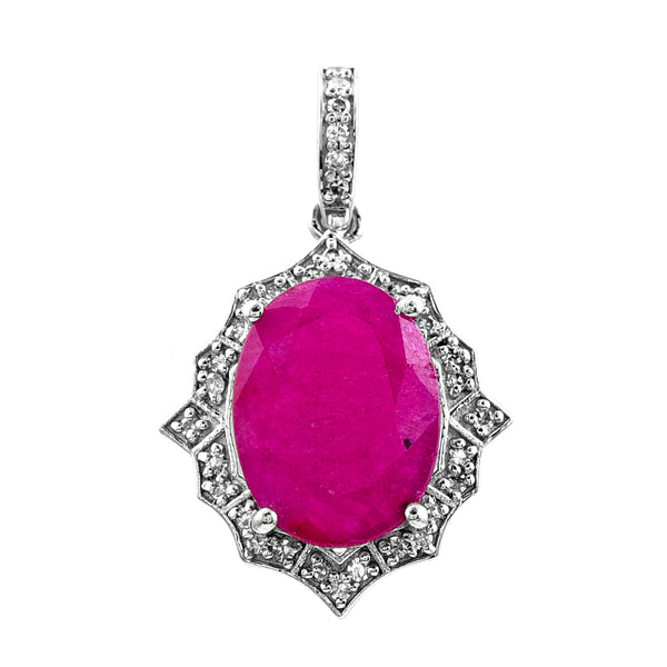 1.88 Ct Oval Mixed Cut Natural Ruby 950 Platinum Pendant