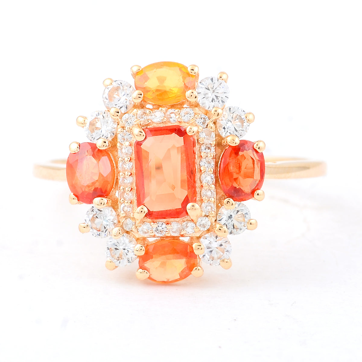 1.79 Ct Octagon Multi Sapphire 14K Gold Ring