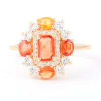 1.79 Ct Octagon Multi Sapphire 14K Gold Ring