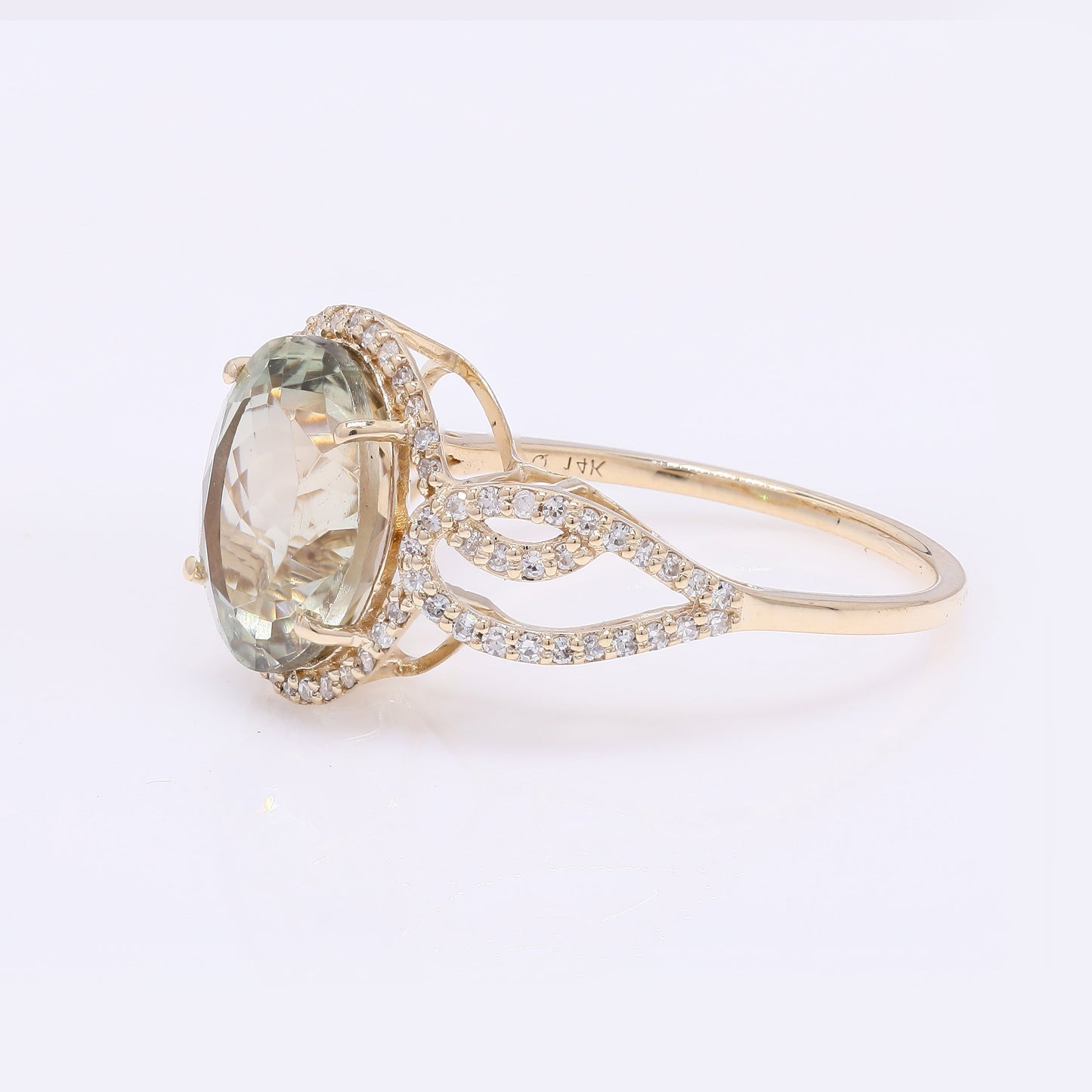 2.77 Ct Oval Mixed Cut Natural Plagioclase Feldspar Sunstone 14K Gold Ring